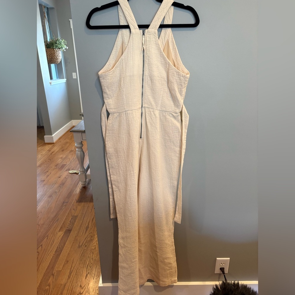 Anthropologie Demi Textured Ivory Wrap Jumpsuit - Picture 7 of 8